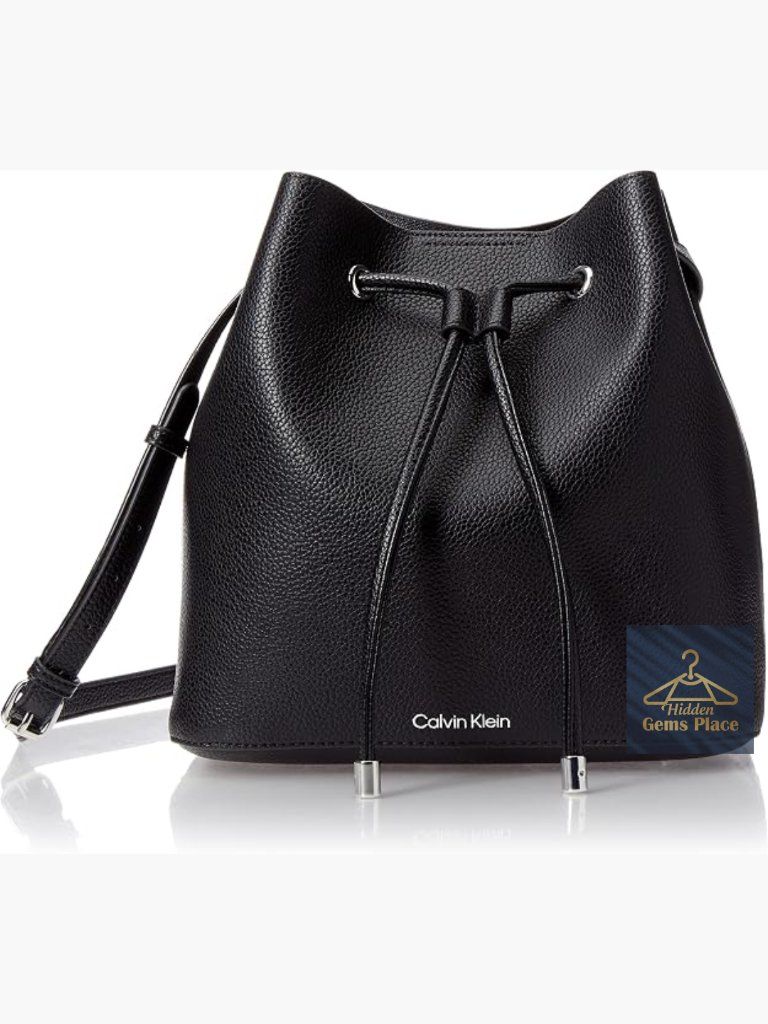 Faux Leather Bucket Shoulder Bag With Adjustable Strap